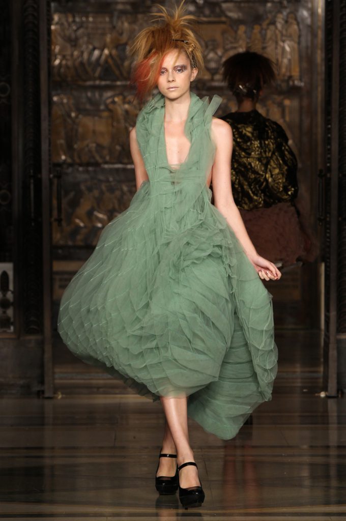 Inbar Spector Green Ruffle Dress