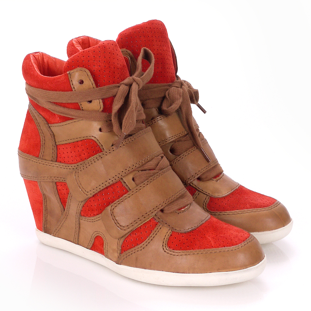 ASH Bea wedge trainer - tan and orange